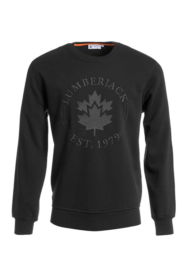 Sweatshirt round-neck emb black man sweatshirt