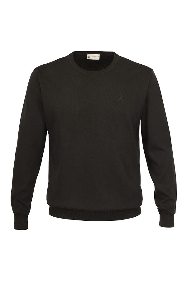 Cotton overdyed sweater black man sweatshirt