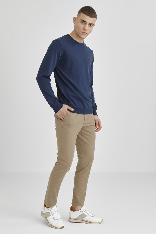 Cotton overdyed sweater navy blue man sweatshirt - Image 3