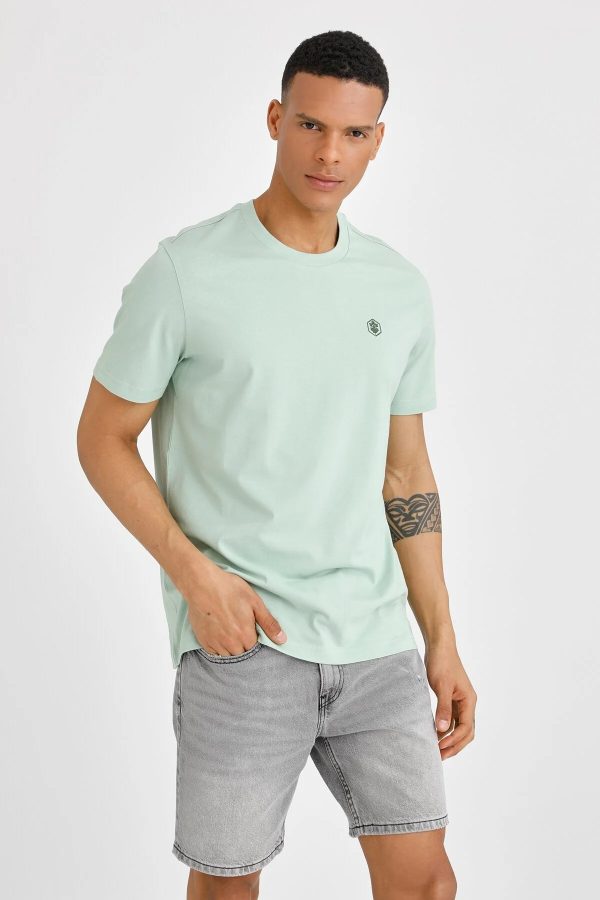 T-shirt basic small logo l green man sleeve t-sh