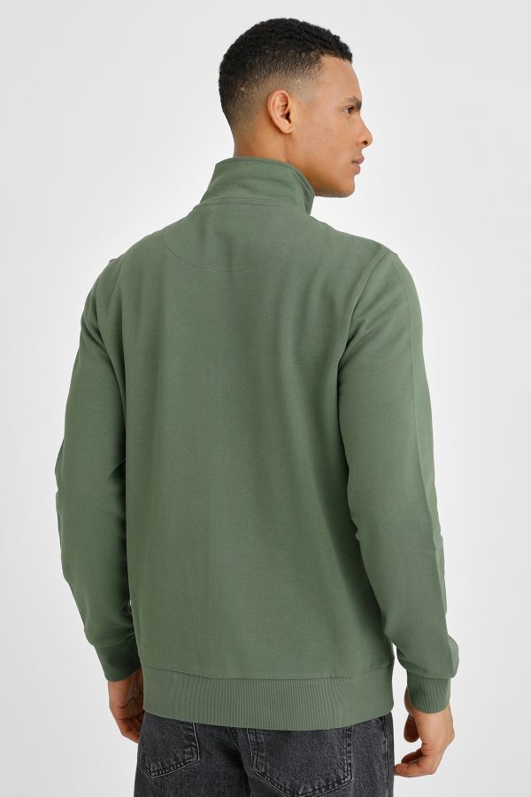 Full zip sweatshirt basic army green man with zipper sweatshirt - Image 4