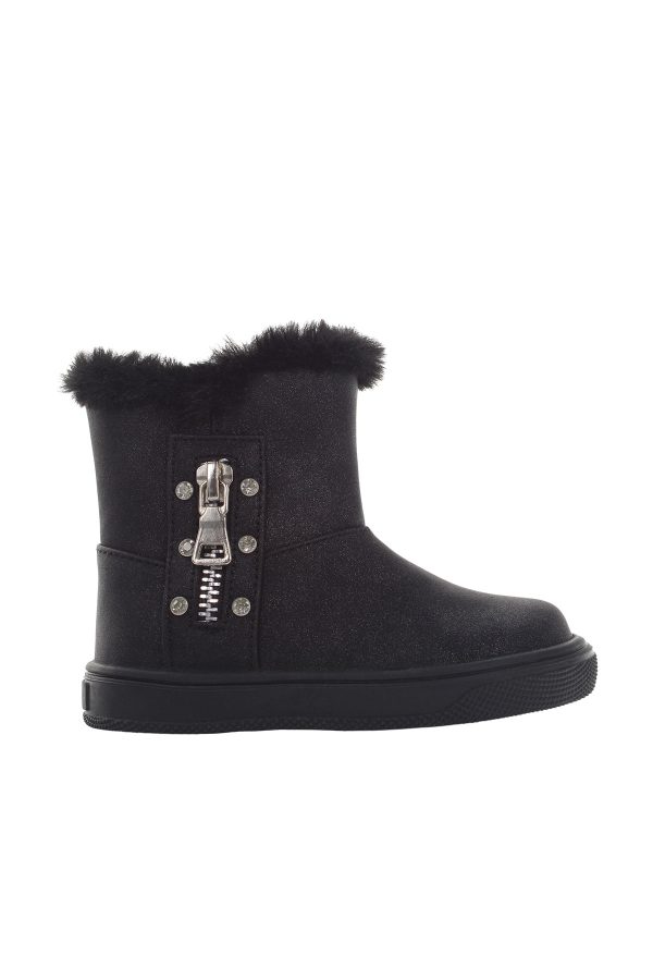 Mid boot with fur black girl 776